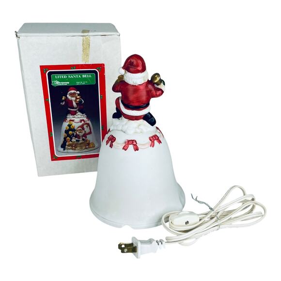 LIGHTED SANTA BELL Christmas Around The World Decoration Night Light Table Lamp - Picture 5 of 10
